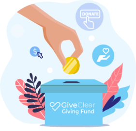 Illustration of coin being put into your GiveClear Giving Fund box